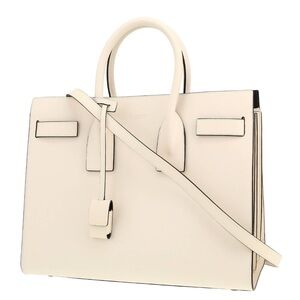 Saint Laurent Sac de jour nano crossbody tote in smooth white leather